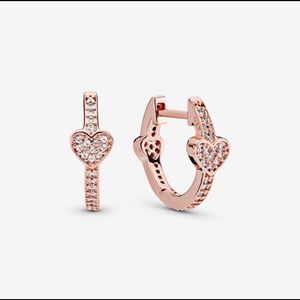 ⚡️Sale⚡️ Pave Heart Hoop Earring